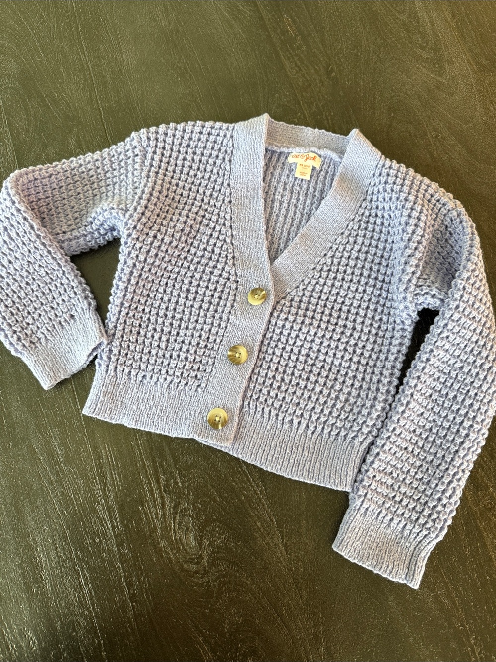 Cat & Jack lavender Waffle Knit Cropped Cardigan